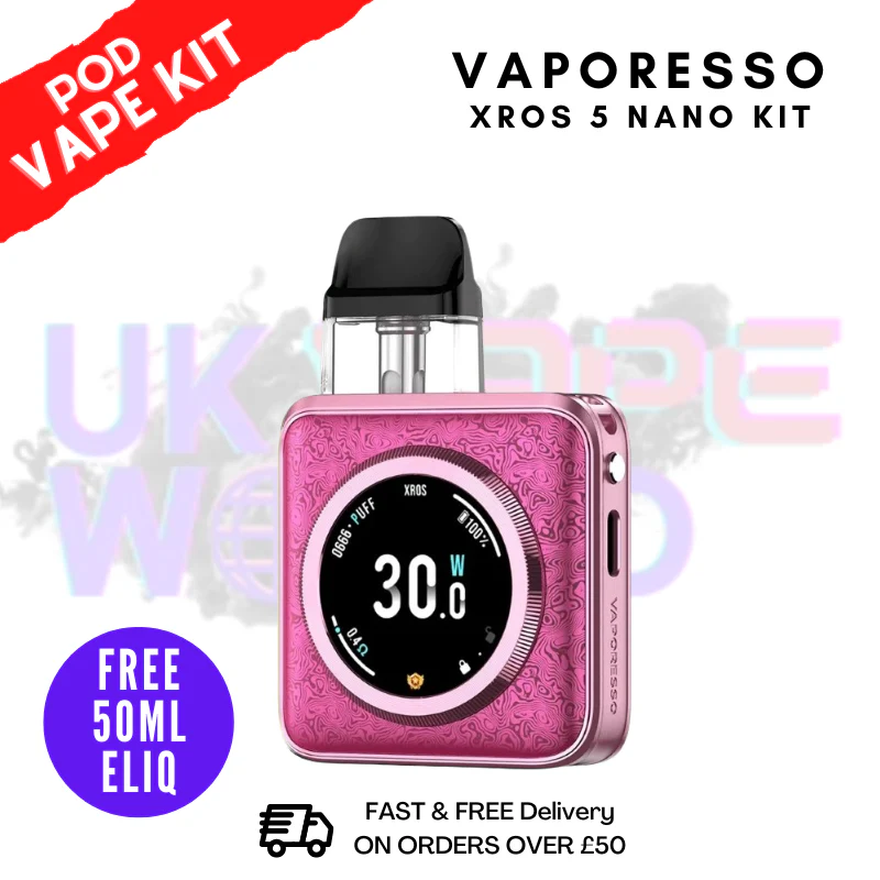 Damascus Pink Vaporesso Xros 5 NANO Pod Kit + 50mL Eliquid
