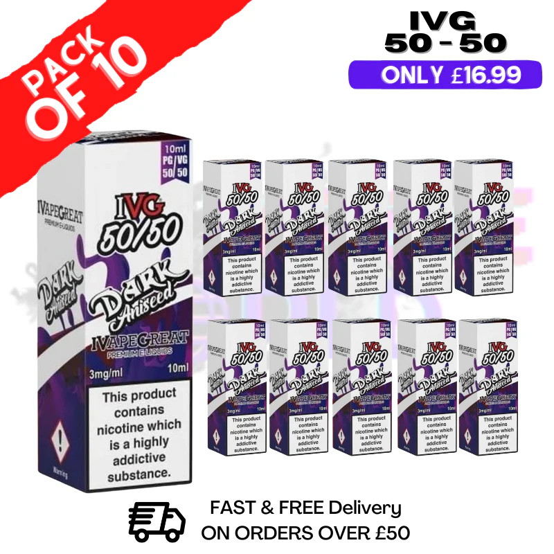 Dark Aniseed IVG 50/50 Eliquid Box Of 10