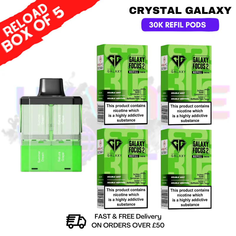 Double Mint Crystal Galaxy 30K Replacement Pods Box Of 5