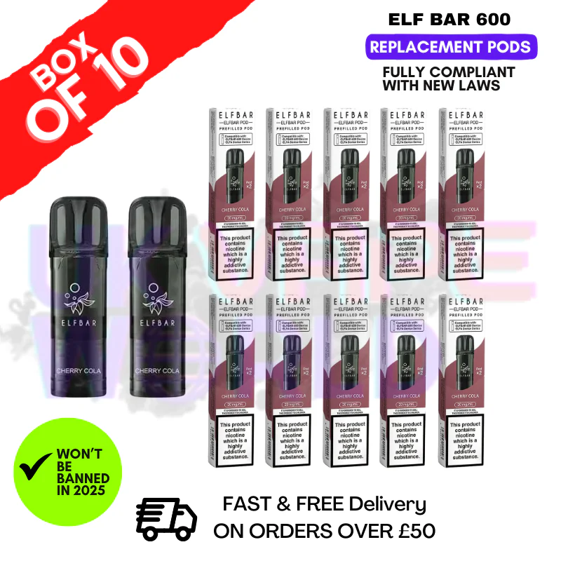 Elf Bar 600 Puff Cherry Cola Replacement Pods Box of 10