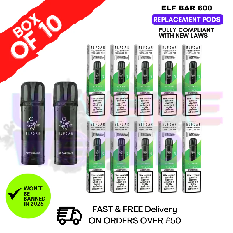 Elf Bar 600 Puff Spearmint Replacement Pods Box of 10