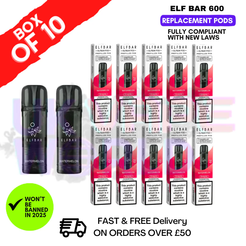 Elf Bar 600 Puff Watermelon Replacement Pods Box of 10