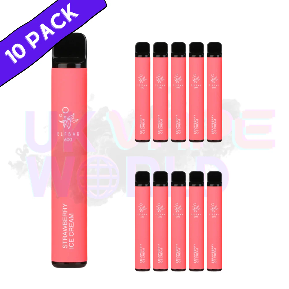Elf Bar 600puff - Strawberry SNOW Flavour Box of 10