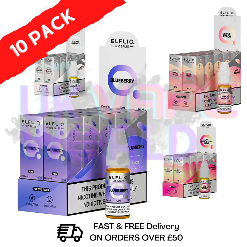Elf Bar Nic ElfLiq Salt E-Juice 10ml - Box Of 10