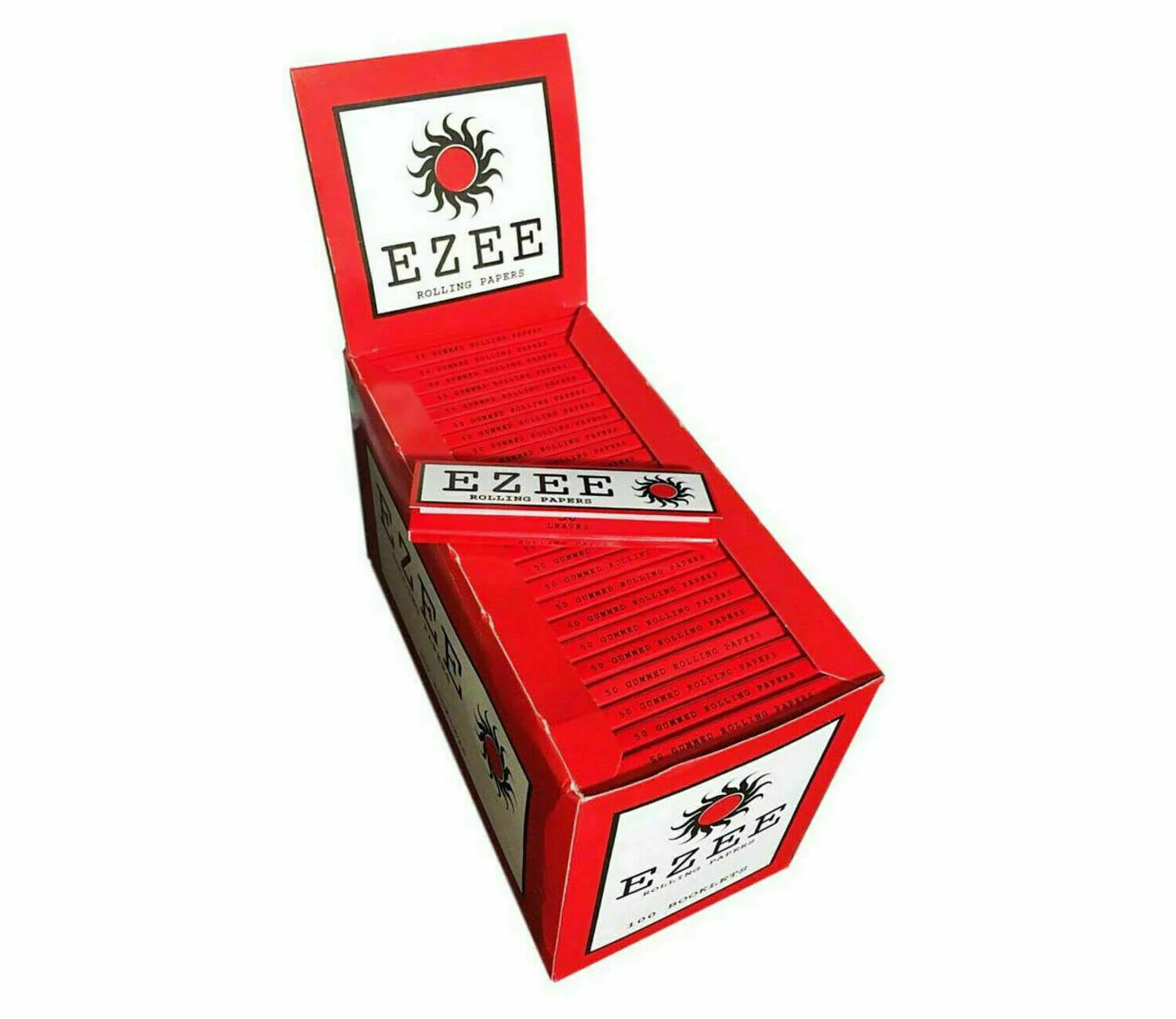 Ezee Red Standard Size Rolling Papers box of 100 Booklets