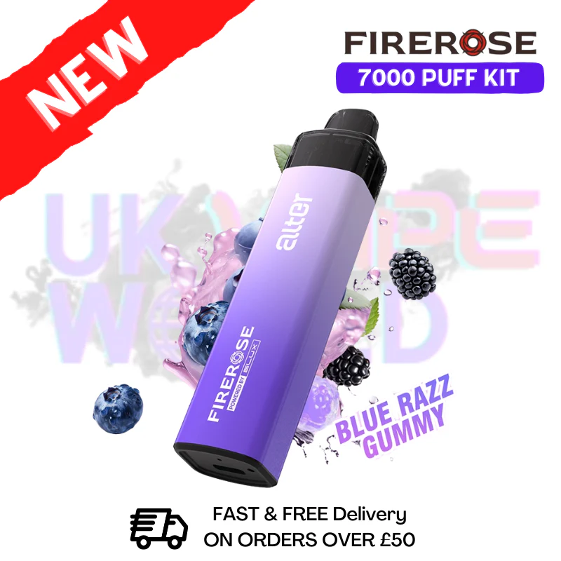 Blue Razz Gummy Elux Firerose 7K 7000 Puff Pod Kit