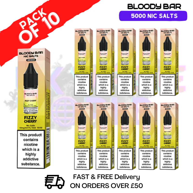 Fizzy Cherry Bloody Bar 5000 Bar Salt Box Of 10