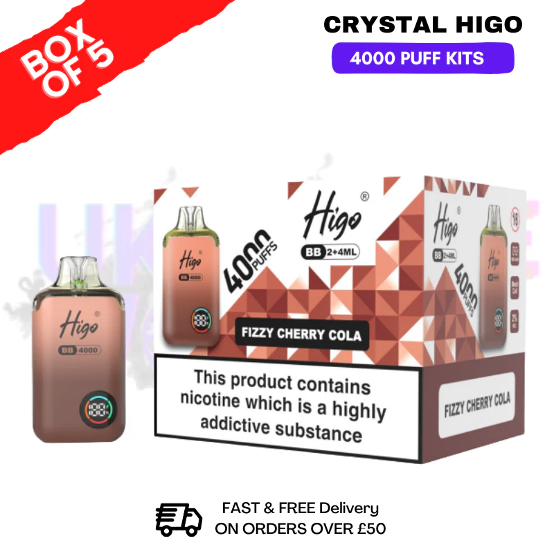 Fizzy Cherry Cola Crystal Higo 4000 Pod Kits Box Of 5