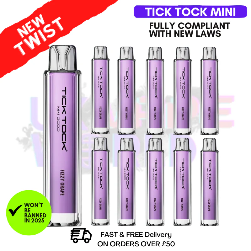 Fizzy Grape Tick Tock Mini 2000 Box Of 10