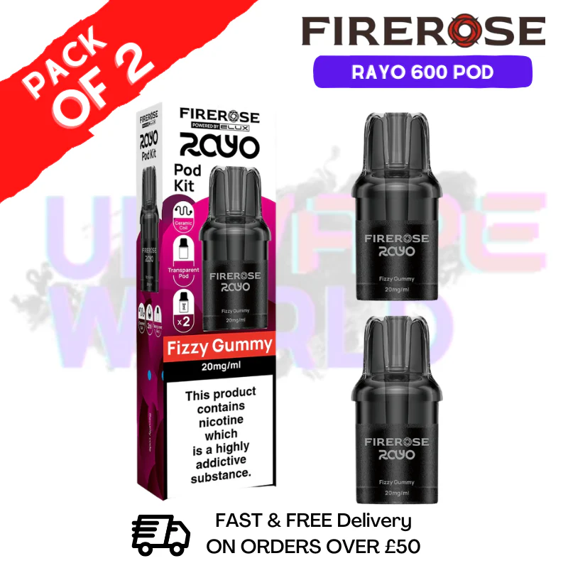 Fizzy Gummy Firerose Rayo 600 Replacement Pods Pack Of 2