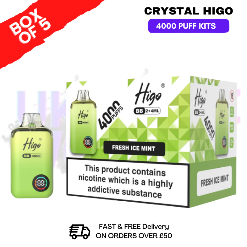 Fresh ICE Mint Crystal Higo 4000 Pod Kits Box Of 5