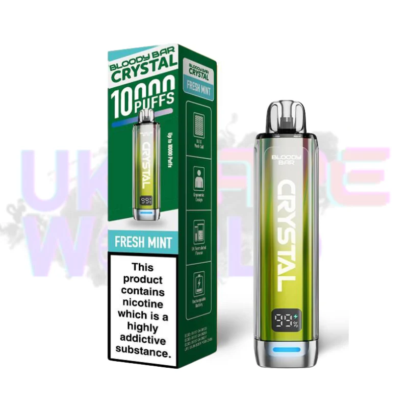 Fresh Mint Bloody Bar Crystal 10K Puff Box Of 10 - Image 2