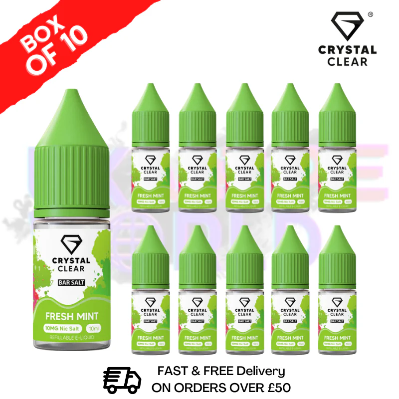 Fresh Mint Crystal Clear Nic Salt Box Of 10 - Only £17.99
