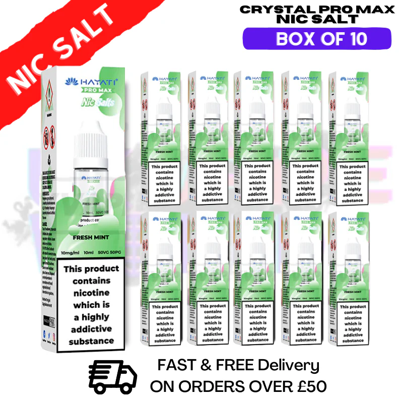 Fresh Mint Hayati Crystal Bar Pro Max Pack Box Of 10 Nic Salts