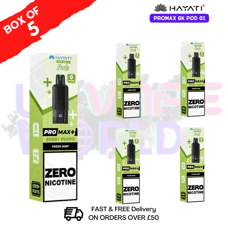 Fresh Mint Hayati Pro Max 6000 ZERO NICOTINE Box of 5