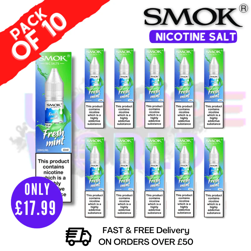 Fresh Mint Smok Nic Salt E Liquid BOX OF 10
