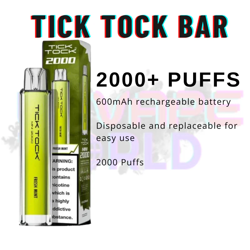Fresh Mint Tick Tock Mini 2000 Puff Kit - Image 3