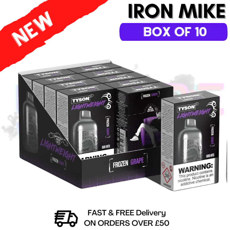 Frozen Grape Tyson 2.0 600puff Vape Kit Pack / Box Of 10 Disposable