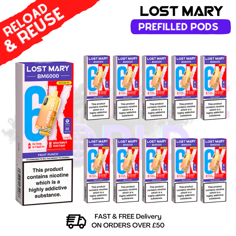 Fruit Punch Lost Mary BM6000 Replacement Pods BOX OF 10