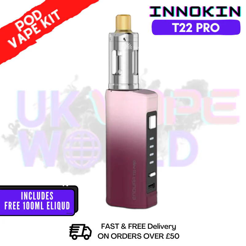 Fuchsia Spray Innokin Endura T22 Pro Kit + FREE 100ML E Liquid