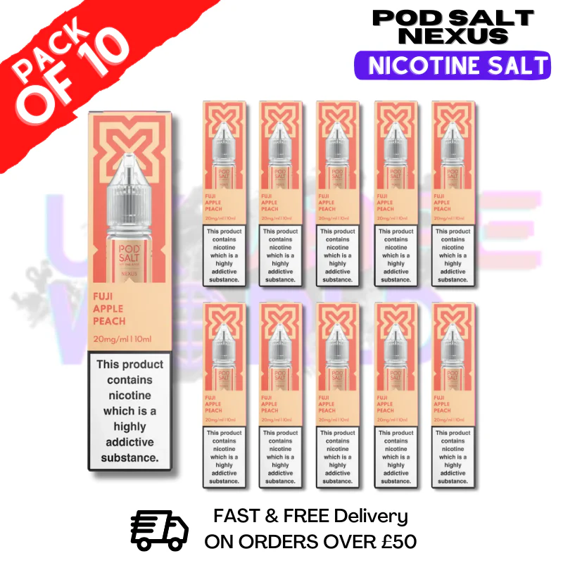 Fuji Apple Peach Pod Salt Nexus Nic Salt Box Of 10