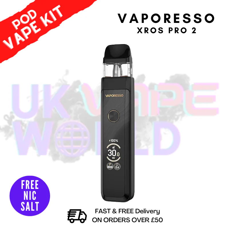 Glittering Black Vaporesso Xros Pro 2 Kit + Free Nic Salt