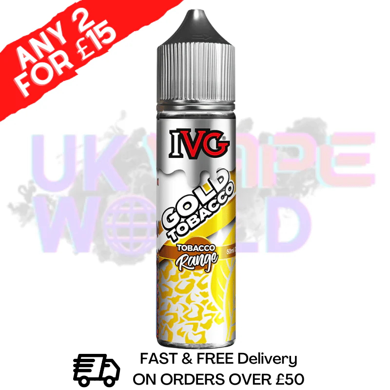 Gold IVG Shortfill Juice 50ML Eliquid - Tobacco RANGE