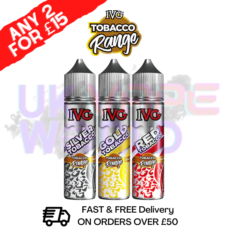 Gold IVG Shortfill Juice 50ML Eliquid - Tobacco RANGE - Image 2