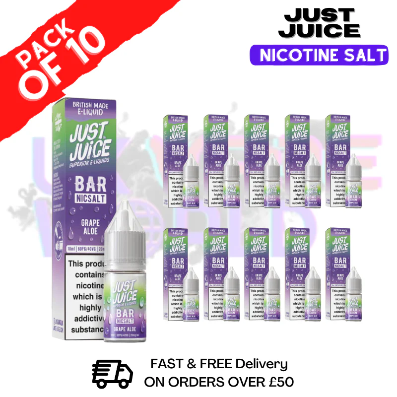 Grape Aloe Just Juice Nic Salt Box Of 10 - ONLY £17.99