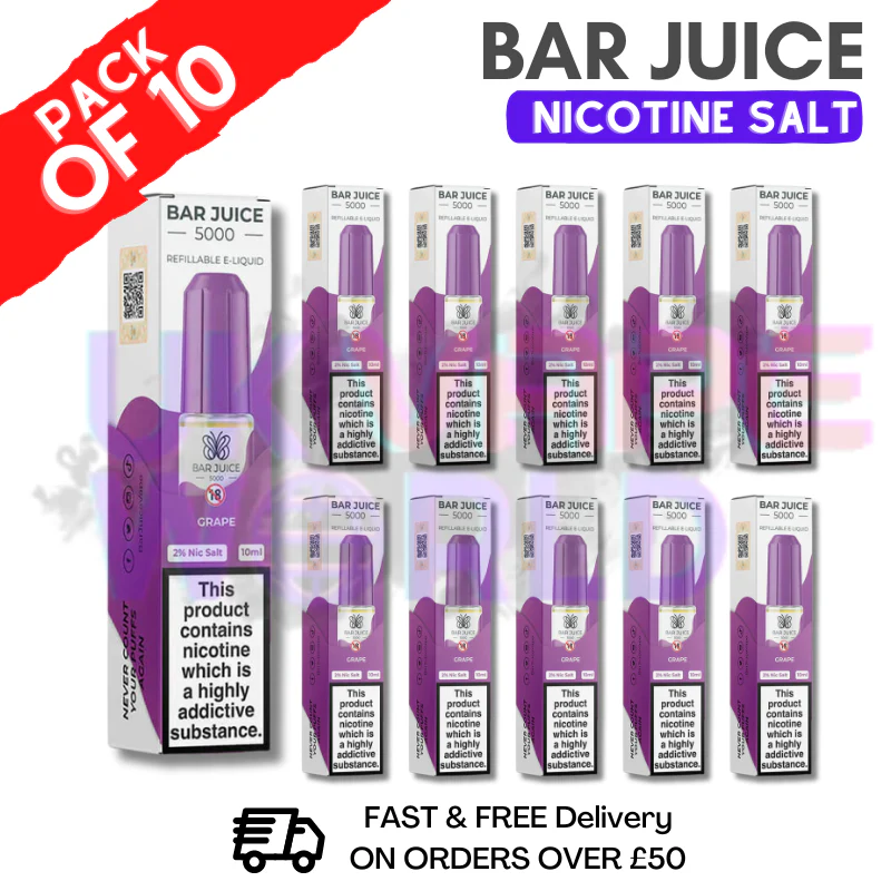 Grape Bar Juice 5000 Nic Salt | Box of 10 | ONLY £13.99