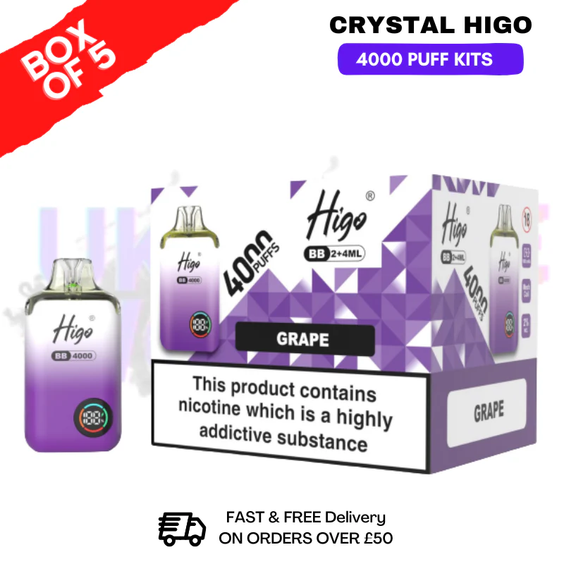Grape Crystal Higo 4000 Pod Kits Box Of 5