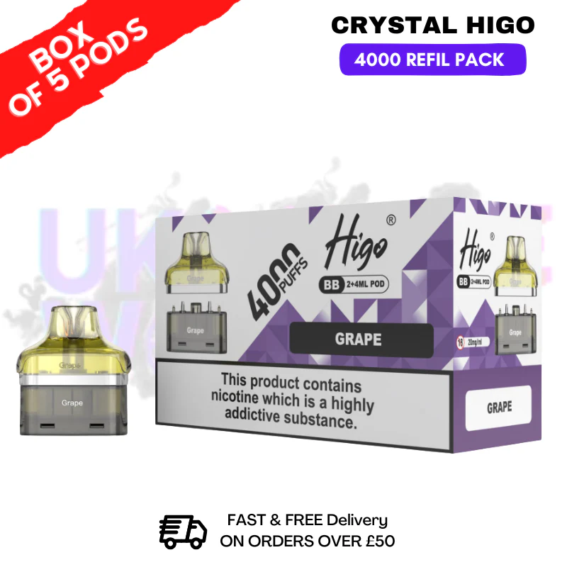 Grape Crystal Higo 4000 REFIL Pods BOX OF 5