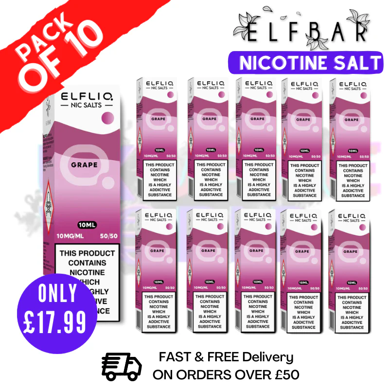 Grape ElfLiq Nic Salt BOX OF 10 - ONLY £17.99