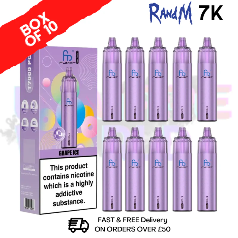 Grape Ice RandM 7000 Puff T7000 Box Of 10