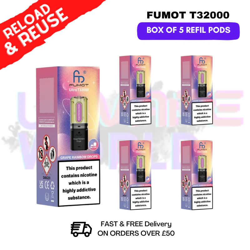 Grape Rainbow Drops Fumot T32000 REPLACEMENT PODS - BOX OF 5
