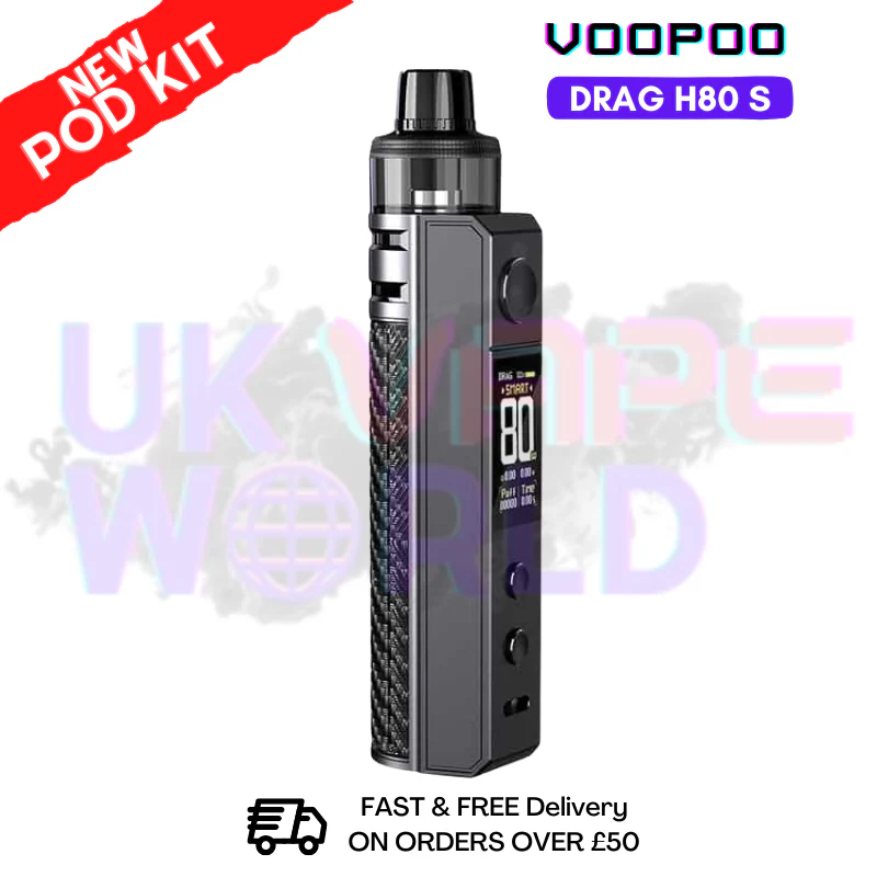 Gray Carbon Fiber VooPoo Drag H80 S Pod Kit