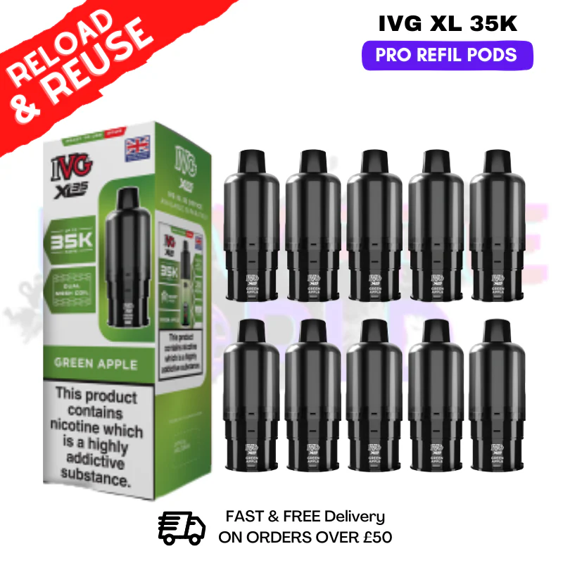 Green Apple IVG XL 35K Replacement Pods Box Of 10