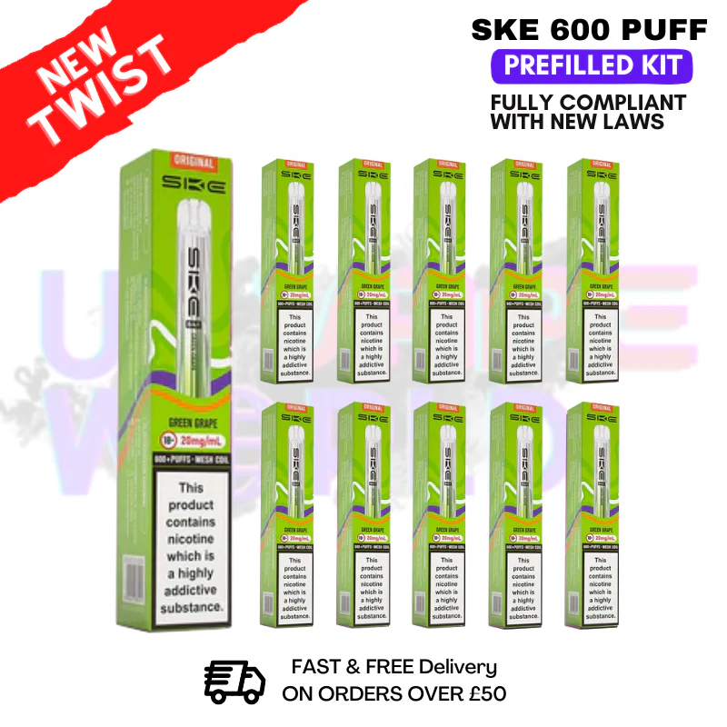 Green Grape - Crystal Bar Puffs 600 SKE Box Of 10