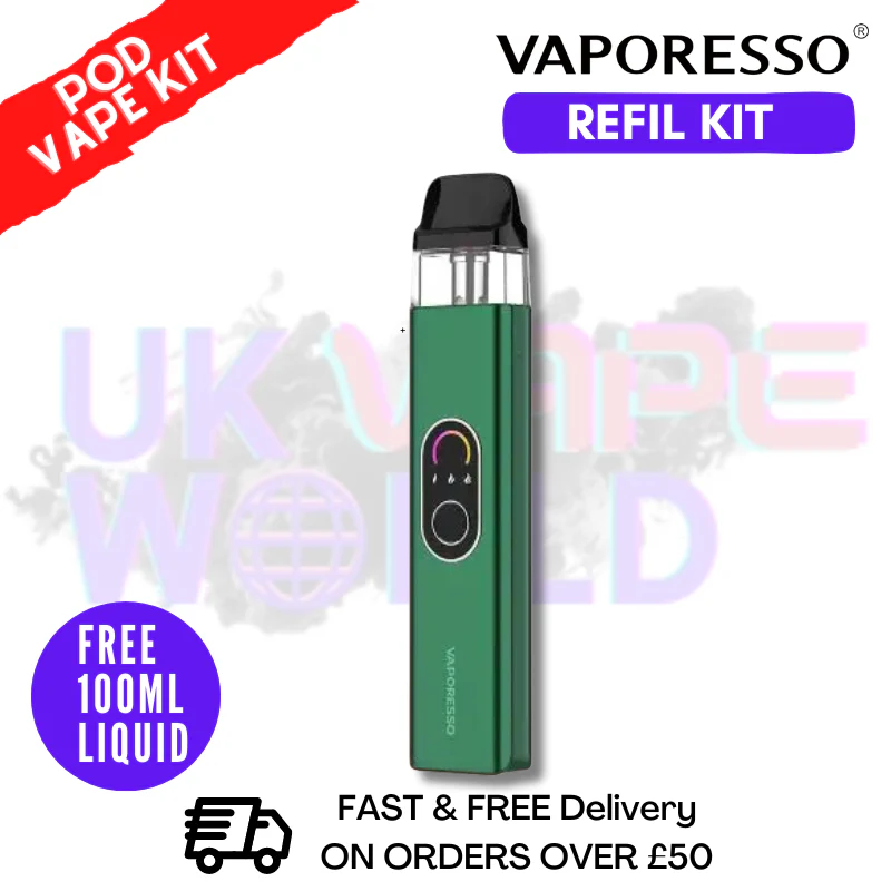 Green Vaporesso Xros 4 Pod Vape Kit + Free 100ML Eliquid