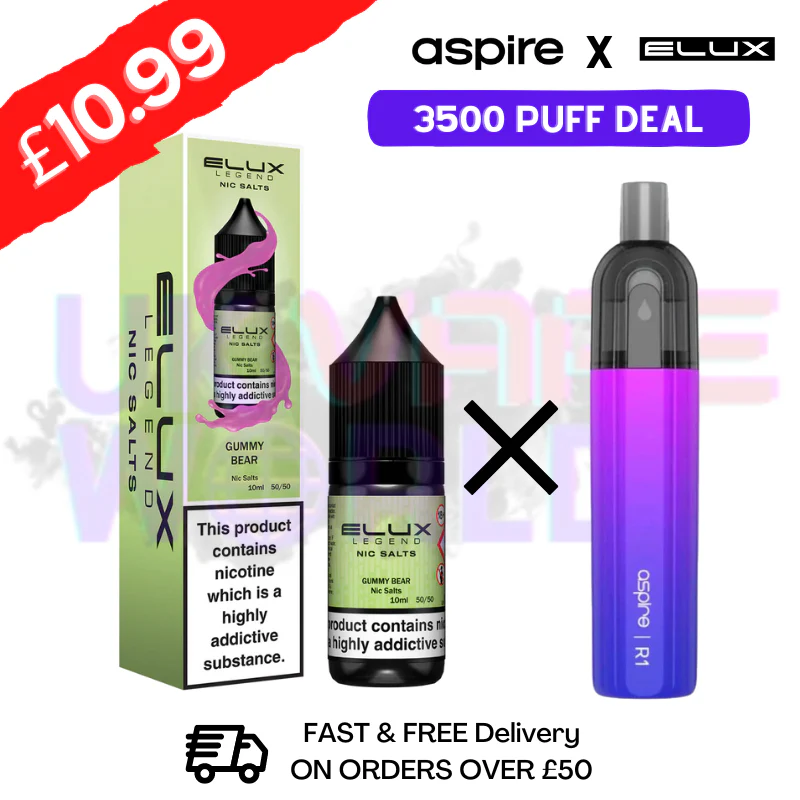 Gummy Bear ELUX LEGEND Salt 3500puff x Aspire Disposble Kit
