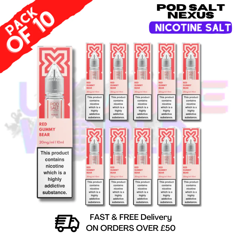 RED Gummy Bear Pod Salt Nexus Nic Salt Box Of 10
