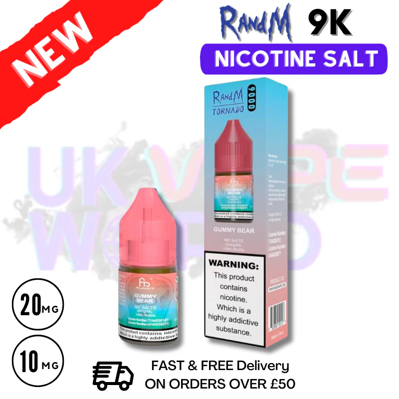 Gummy Bear RandM Tornado 9000 Nic Salt 10ml eLiquid - £1.99