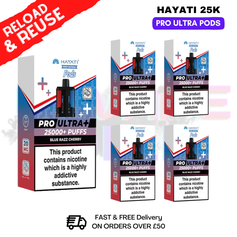 Hayati 25K Blue Razz Cherry Replacement Pods Box Of 5
