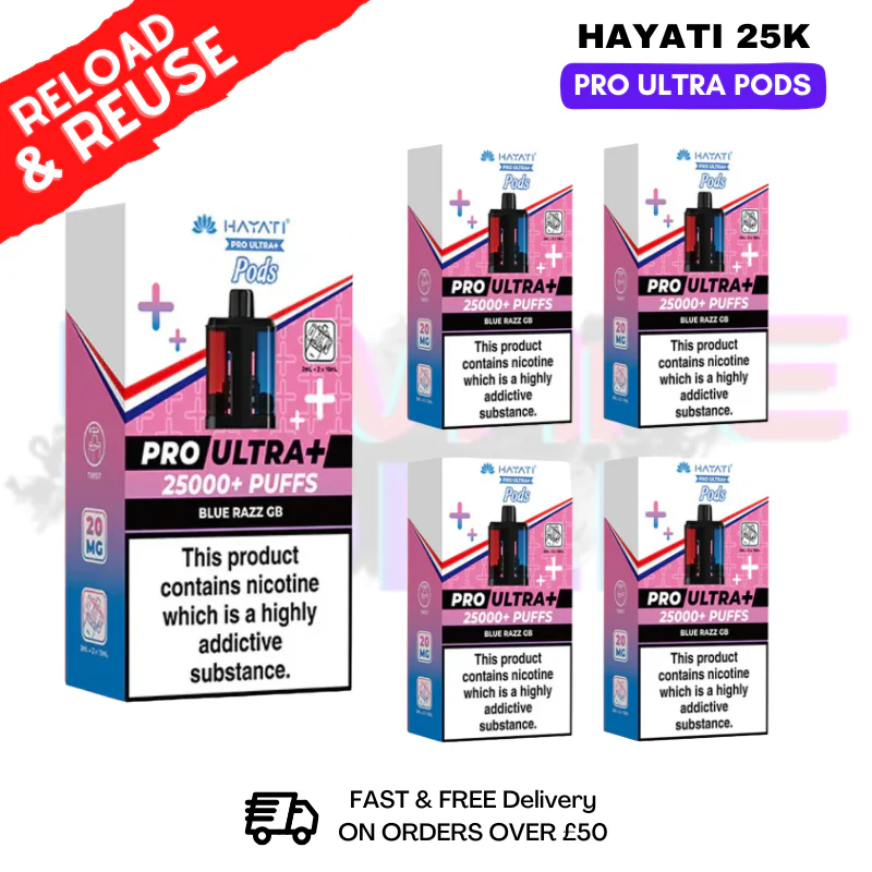 Hayati 25K Blue Razz GB Replacement Pods Box Of 5