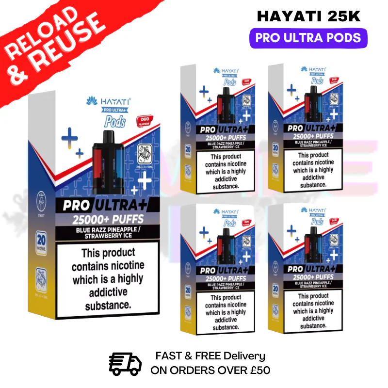 Hayati 25K Blue Razz Pineapple Replacement Pods Box Of 5