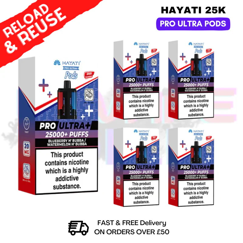 Hayati 25K Blueberry H Bubba - Watermelon H Bubba Replacement Pods Box Of 5
