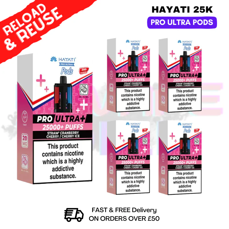 Hayati 25K Strawberry Cherry Cranberry - Cherry Ice Replacement Pods Box Of 5