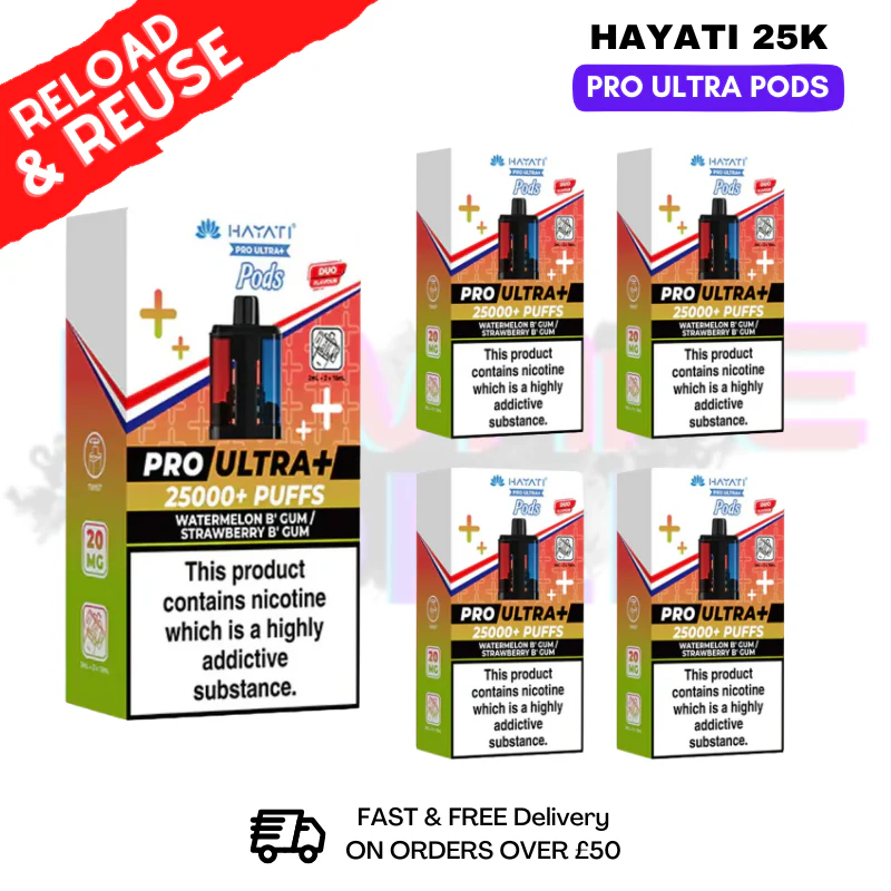 Hayati 25K Watermelon Bubblegum - Strawberry Bubblegum Replacement Pods Box Of 5