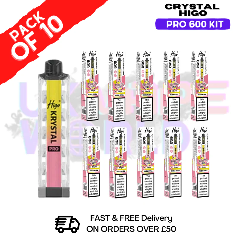 Huba Huba HIGO Crystal Pro 600 Puff Kits Box Of 10