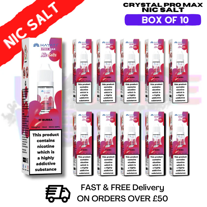 Hubba Bubba Hayati Crystal Bar Pro Max Pack Box Of 10 Nic Salts